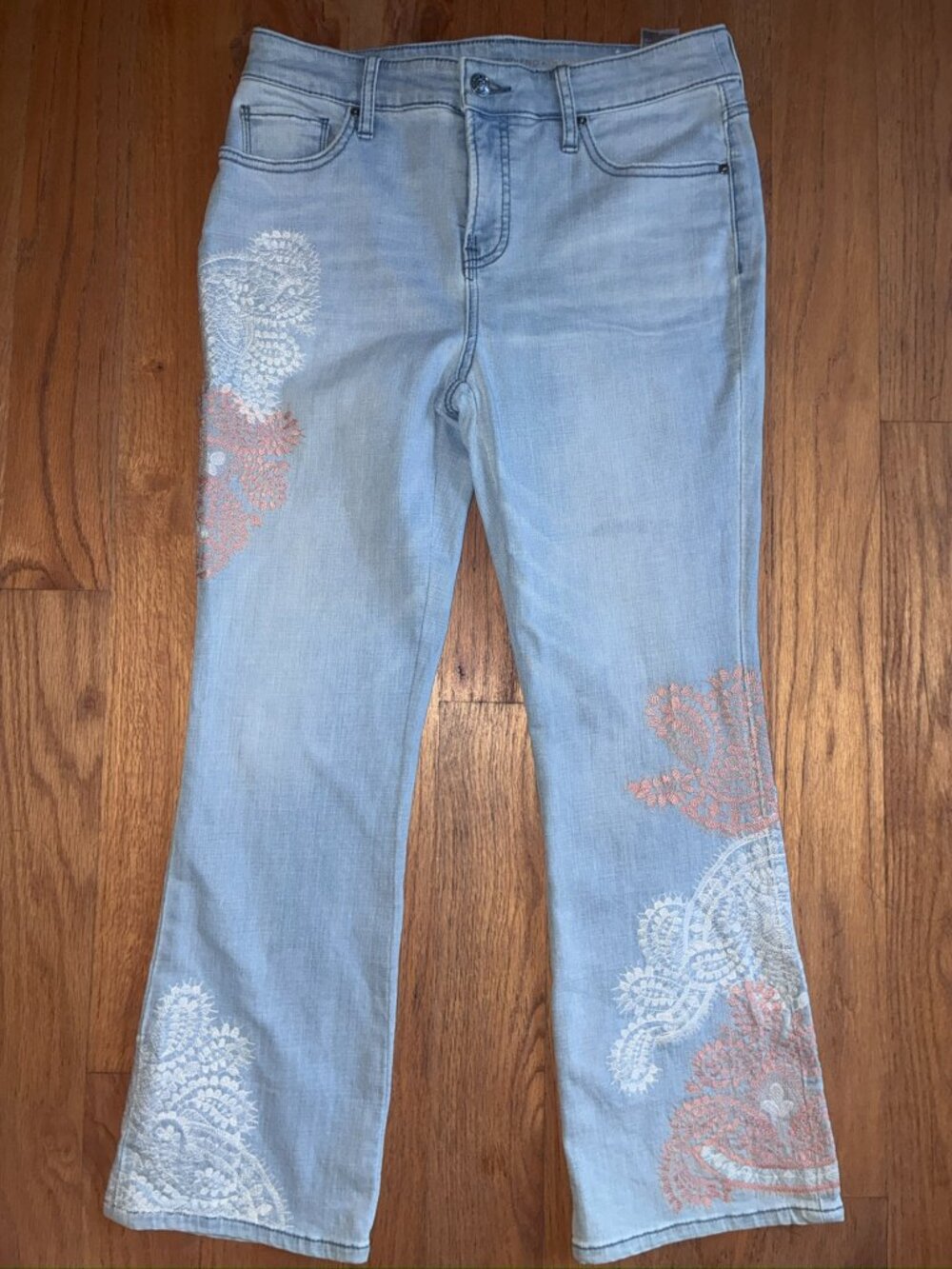 Chico's So Slimming Embroidered Girlfriend Kick Flare Jeans Size 0